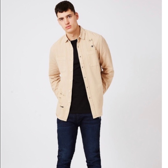 Topman Distressed Twill Shirt Sz S - Picture 2 of 12